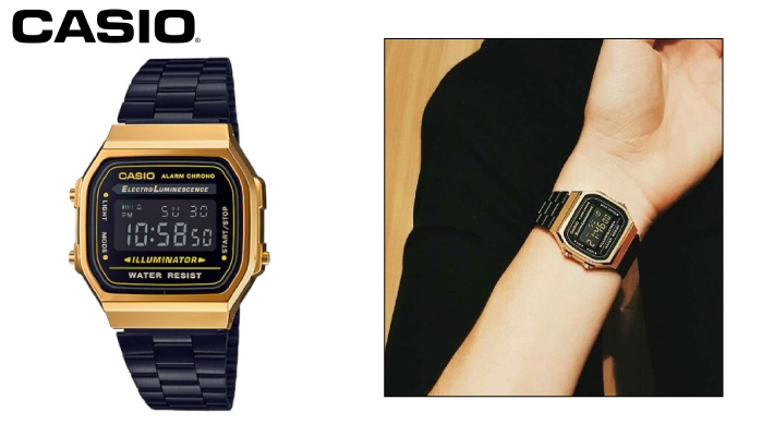 casio black and gold vintage watch